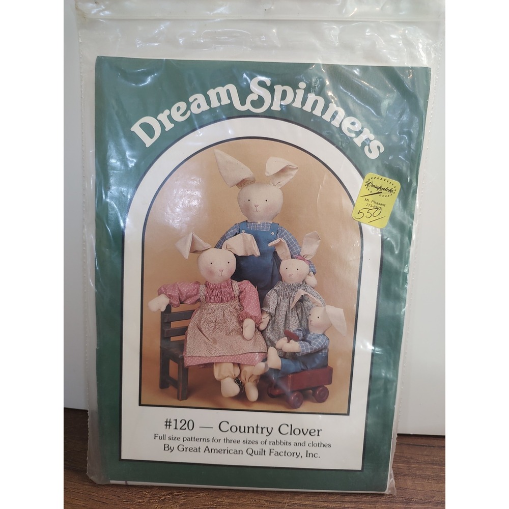 Dream Spinners COUNTRY CLOVER Pattern Kit for 3 Sizes of Rabbits and Clothes NEW